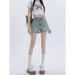 Retro High Waist Ripped A-Line Denim Shorts for Women Summer Style Thin Loose Slimming Light Color plus Size Hot Pants for Chubby Girls_ecoleips.com