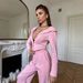 Women's Sexy Two Piece Set Solid Color Long Sleeved Zipper Cardigan And Lace Up Trousers Casual_ecoleips.com
