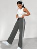Women's Clothing Japanese High-Waisted Wide Leg Pants – Flowy Elastic Waist Lounge Pants For Petite Women (Black/Grey/Red/Navy)_ecoleips.com