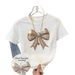 Women's Clothing Women's Cropped Top Round Neck Bow Print Style For Formal & Casual For Women Short Sleeve T-Shirt With Bow_ecoleips.com