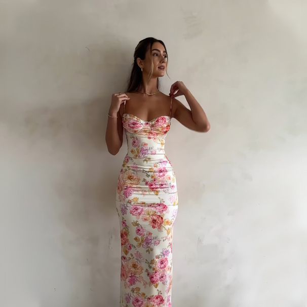 Foreign Trade European And American Women's Clothing 2025 Summer Fashion Printed Slim Sexy Backless_ecoleips.com