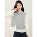 2025 Fall/Winter New Gray Simple Design High-End Round Neck Two-Piece Pullover Long Sleeve Sweatshirt For Women_ecoleips.com