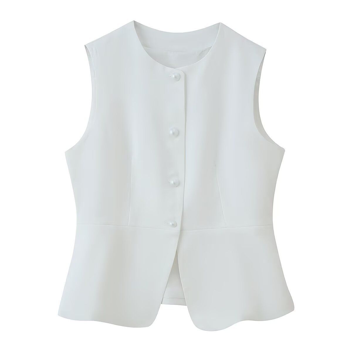 Women's Clothing Women's Fashion Two Tone Round Neck Suit Vest Style Clothing Chic Versatile For Formal & Casual For Women_ecoleips.com