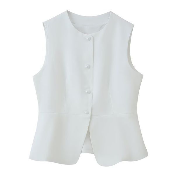 Women's Clothing Women's Fashion Two Tone Round Neck Suit Vest Style Clothing Chic Versatile For Formal & Casual For Women_ecoleips.com