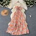 Pure Desire Sexy Halter Neck Dress - High Waist Pleated Long Skirt With Hollow Back, Summer Holiday Printed Maxi Dress_ecoleips.com