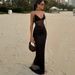 Sleeveless Mesh Panel Lace Trim Bodycon Dress - Elegant Tie-Waist Low Cut Evening Gown Flattering Bodycon Fit_ecoleips.com