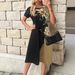 Women's Clothing Commuter Belt Short Sleeved Round Neck Printed Dress_ecoleips.com