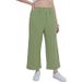 Women's High-Waisted Wide Leg Capri Pants Cotton Linen Blend 7/8 Length Elastic Casual Loose Fit Summer Bottoms_ecoleips.com