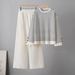 Women's Korean Style Two Piece Set Autumn Winter Striped Top And Wide Leg Pants Casual Cross Border Fashion_ecoleips.com