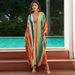 Women's Clothing Printed Holiday Loose Large Size Long Skirt Beach Dress Robe Bikini Blouse_ecoleips.com