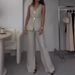 2024 European And American Cross-Border Women's Fashion Elegant Solid Color V-Neck Sleeveless Vest High-Waisted Wide-Leg_ecoleips.com
