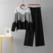 European And American Style Autumn Winter Fashion Set Solid Color Hooded Sweatshirt Casual Two Piece Women's Clothing_ecoleips.com