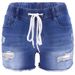 Women's Clothing Elastic Drawstring High Waist Slim Ripped Washed Women's Jeans_ecoleips.com