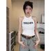 Purely Desirable Hot Girl Outfit: Halter Neck Camisole For Women, Summer Outerwear, Embroidered Lettering, Slim-fit_ecoleips.com
