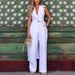 Women's Clothing Summer Linen Lapel White Sleeveless Solid Color Suit Trousers Two Piece Suit_ecoleips.com