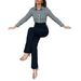 Women's Long Sleeved Shirt And High Waisted Slimming Trousers Two Piece Set - Fall Bestseller Casual Comfortable Amazon Fashion_ecoleips.com