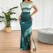 AD171 Cross-border Spring/summer New Sexy Fashion Satin Slim-fit Painted Slit Bodycon Dress_ecoleips.com