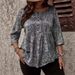 Plus Size Women's Paisley Print Long Sleeve Button-Down Blouse - Loose Fit Casual Tunic Top For Autumn & Winter (Green, Grey)_ecoleips.com