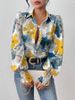 Autumn And Winter New Lapel Bubble Long-sleeved Loose Print Shirt Shirt_ecoleips.com