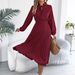 Elegant Pleated Midi Dress With Lantern Sleeves – Flowy Tie-Up Women’s Dress For Spring & Summer_ecoleips.com