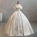 Plus Size Satin Wedding Dress Off The Shoulder Heavy Duty French Style High End Texture Luxurious Main Wedding Dress For Petite Women_ecoleips.com