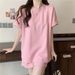 Women's European Style Summer Tracksuit Loose Fit Slimming Short Sleeved Two Piece Set Casual Student Running Outfit_ecoleips.com
