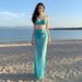 Lake Blue Two Piece Bikini Set Island Resort Style Flattering Unique Sexy Slimming Long Swimsuit Three Piece Set for Women_ecoleips.com