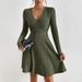 Women's Sexy V Neck Long Sleeve Knit High Waist Bodycon Mini Dress – Casual Fall Winter Gown_ecoleips.com