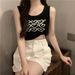 In-stock Wholesale Summer New Style Heart-embroidered Slim-fit Versatile Short Sleeveless Knitted Camisole Top For Women_ecoleips.com