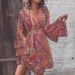 2024 European American Cross-border Autumn And Winter New Fashion Elegant Women's Paisley Print V-neck Bell-sleeve Dress_ecoleips.com