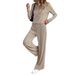 Women's Clothing Fashion Casual Straight Pants Temperament Loose Button Pit Striped Knitted Suit_ecoleips.com