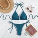 2025foreign Trade Solid Color Strap Halter Neck Hot Spring Bikini Three Point Beach Vacation Split Swimsuit Female_ecoleips.com
