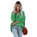 Women's V Neck Hooded Sweatshirt Multi Color Bat Sleeve Loose Threaded Splicing Top Style Autumn Winter New_ecoleips.com