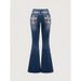 Fashionable Women's Flared Denim Pants Embroidered Back Pocket Design, Embellished With Rhinestones, Suitable For All_ecoleips.com