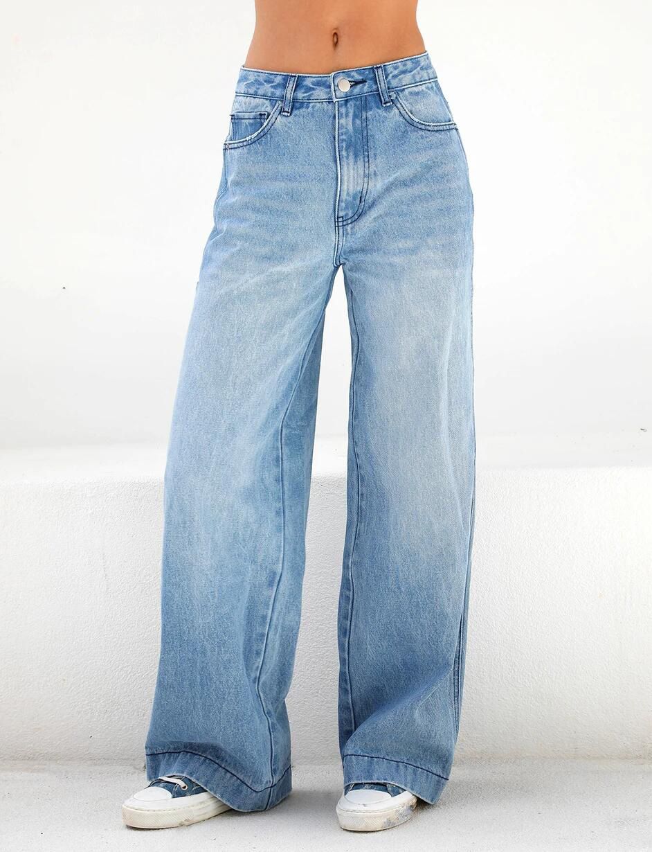 Women's Clothing High Waist Loose Wide Leg Jeans Mopping Jeans_ecoleips.com