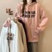 American-style Letter Embroidery Hooded Long-sleeve Sweatshirt Women, Thin, Plus-size, Loose-fitting, Korean-style Top_ecoleips.com