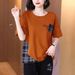 Two-Piece Short-Sleeved T-Shirts For Summer Vacation: Designed To Make Women Look Slimmer, With Loose Fit And Large Size_ecoleips.com