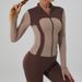 New Fitness Clothes Slim Yoga Clothes Jacket Sports Jacket Women's Yoga Clothes Long Sleeved Top Stand Collar Zipper_ecoleips.com