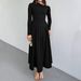 Women Elegant High Waist Long Sleeve Slim Fit Floor‑Length Maxi Dress Casual Daily Wear_ecoleips.com