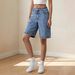 Women's Stretch Denim Bermuda Shorts - Mid Rise, Relaxed Fit, Vintage Style, Comfortable & Breathable For Summer_ecoleips.com
