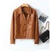 Style New Women's Jacket Short Leather Coat With Turn-down Collar Fashionable Slim Fit Korean Version_ecoleips.com