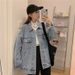 "Unisex Oversized Denim Jacket – Vintage Black Washed Couple's Streetwear Coat, Lightweight Spring Outerwear"_ecoleips.com