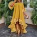 Women's Clothing 3 Point Sleeve Irregular Hem Holiday Party Dress Lace Stitching Dress_ecoleips.com