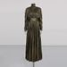 Gilded High-Neck Maxi Dress With Waist-Defining Pleats – Opulent Metallic Jacquard Formal Gown For Banquets & Galas_ecoleips.com