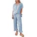 Women's Clothing Women's Plaid 2 Piece Set Casual Ruffled Short Sleeved Top And Pants For Formal & Casual For Women_ecoleips.com