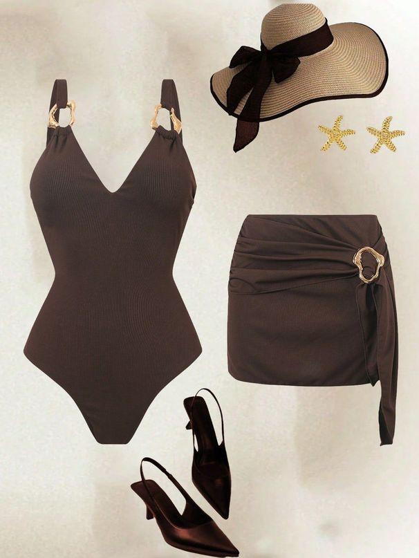 Women's High-Waisted One-Piece Swimsuit Sexy Beachwear Hot Spring Bathing Suit Casual Comfortable Swimwear_ecoleips.com