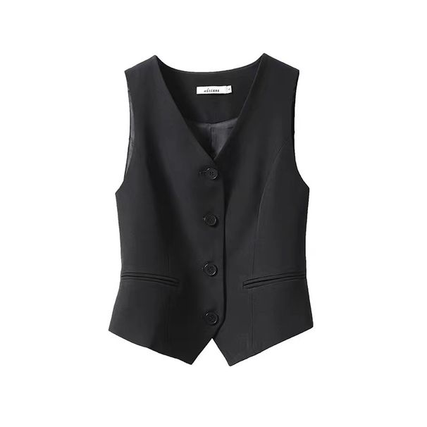 Women's Slim Fit Sleeveless Vest Autumn Outerwear Short Waistcoat Jacket 2025 New Tops for Casual Wear_ecoleips.com