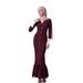 SD025 Autumn/Winter New French Style Women's European And American Style, Waist-Cinching Sweater Dress, V-Neck Long_ecoleips.com