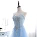 Blue Tube Top Evening Dress Student Art Exam Performance Graduation Dance Party Temperament Annual Dinner Host Dress_ecoleips.com