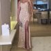 Women's Clothing Sequins Back Tie Corset Style Side Slit Top Herringbone Evening Dress_ecoleips.com